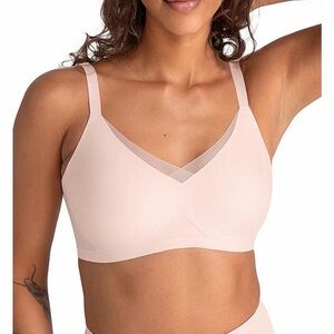 Honeylove Wire Free CrossOver Bra Blush Pink Full Coverage XL Smoothing